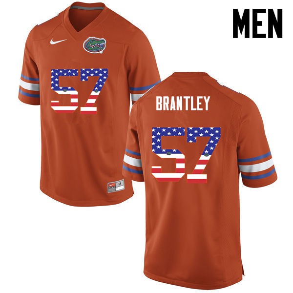 Florida Gators Men #57 Caleb Brantley College Football Jersey USA Flag Fashion Orange